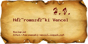 Háromszéki Vencel névjegykártya